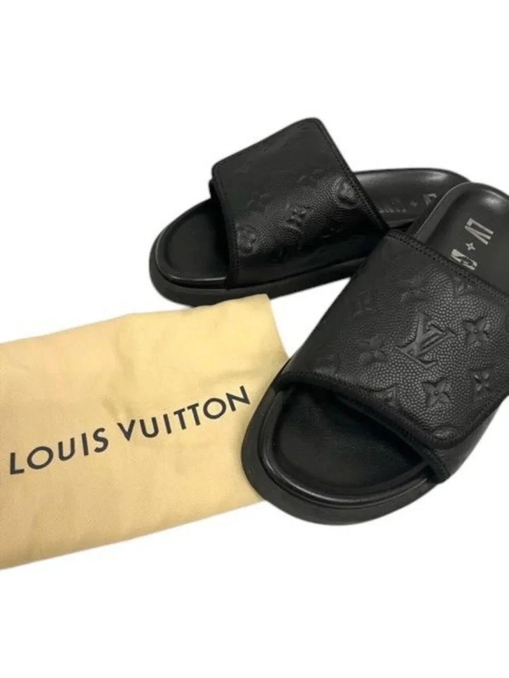Louis Vuitton Line Mules Monogram Clog Sandals Logo 8 Black